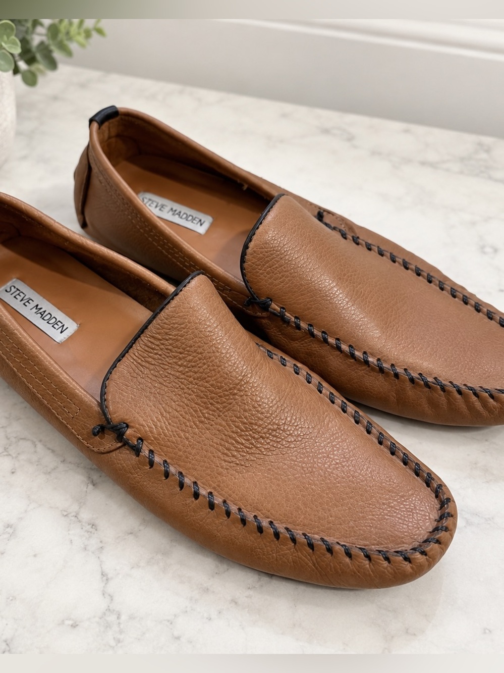 Steve Madden Men’s Brown Leather Loafers Moccasins Size 10.5